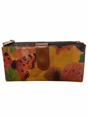 Patricia Nash Nazari Bifold Leather Wallet Watercolor Butterfly Print, Exact